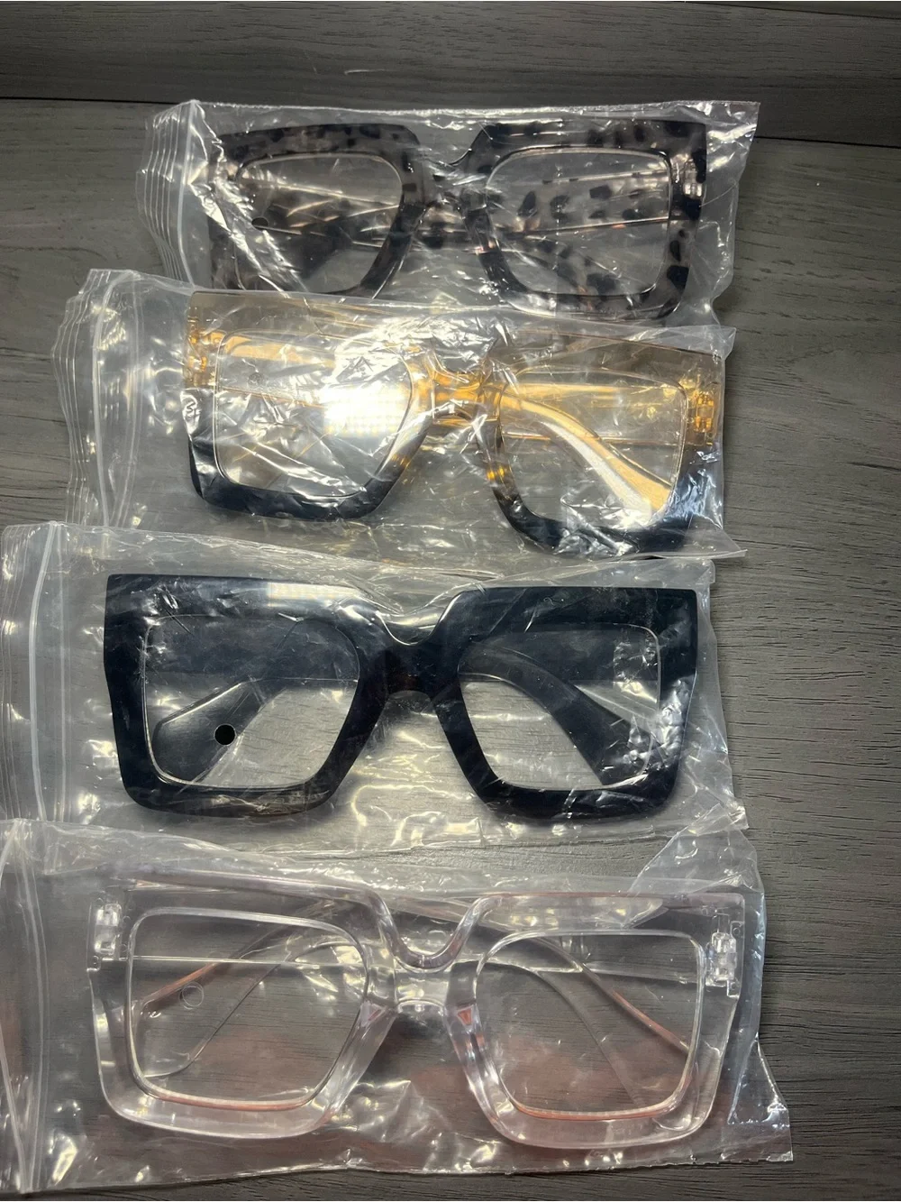 Classic Square Fashion Sunglasses - Black, Clear, Amber, Tortoiseshell